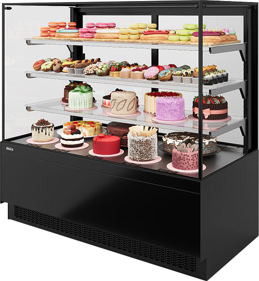 Витрина кондитерская Chilz VETE II KUB LUX 60 черный муар, металлик