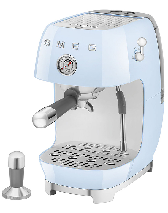 Эспрессо кофемашина SMEG ECF03PBEU 1.65 кВт пастельный голубой, глянцевый