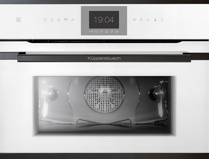 Духовой шкаф с пиролизом Kuppersbusch CBP 6550.0 W6  Black Steel 2900 Вт 44 л 595х559х455 мм белый