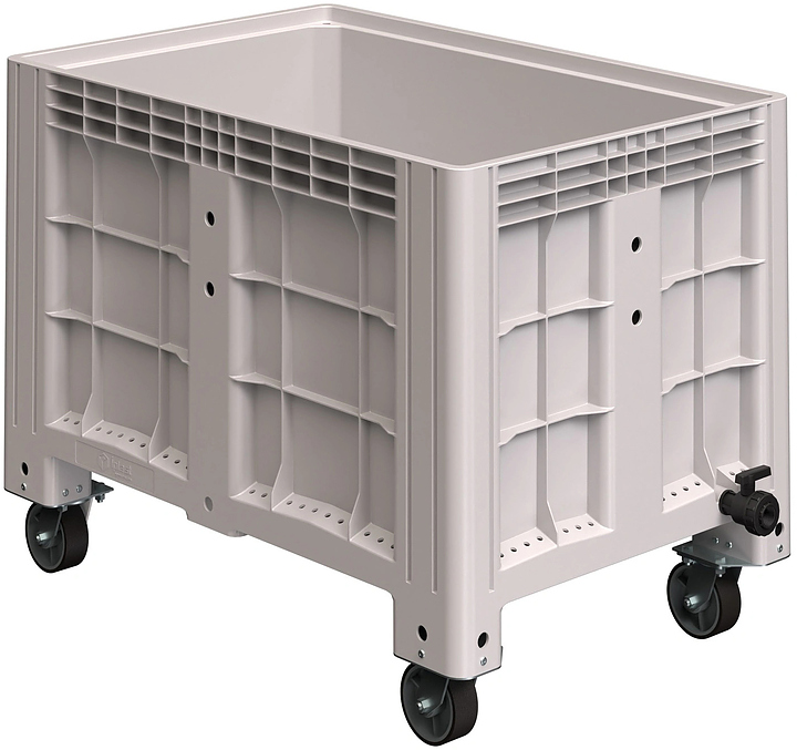 Контейнер iPlast iBOX 11.602 1200х800х920 мм на колесах, с краном, светло-серый