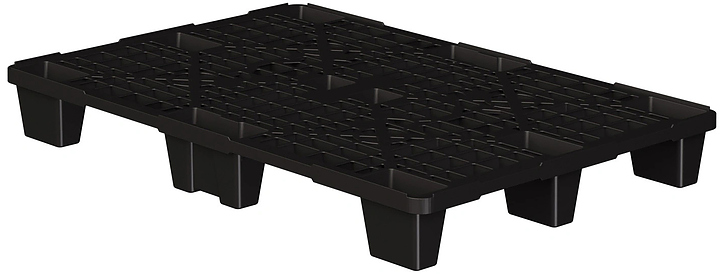 Паллет iPlast 1200x800x140 мм перфорированный на ножках, с бортиком, ЭКО, черный