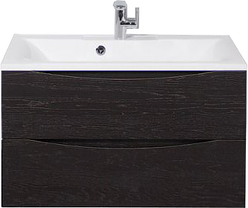 Тумба с раковиной BelBagno MARINO-800-2C-SO-RCA-P + BB800/450-LV-MR-PR перелив слева, дуб темный шоколад