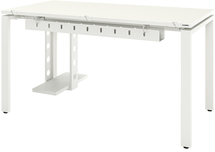 Стол офисный прямой ZAMM Формат 60х30 ТР с пропусками, кабель-каналом и подвесом системного блока 1600х700, белый