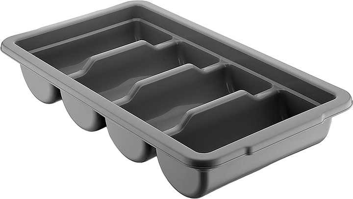 Емкость для столовых приборов Gastroplast GK-04 4 секции 53х29х9,5 см (полипропилен) серая