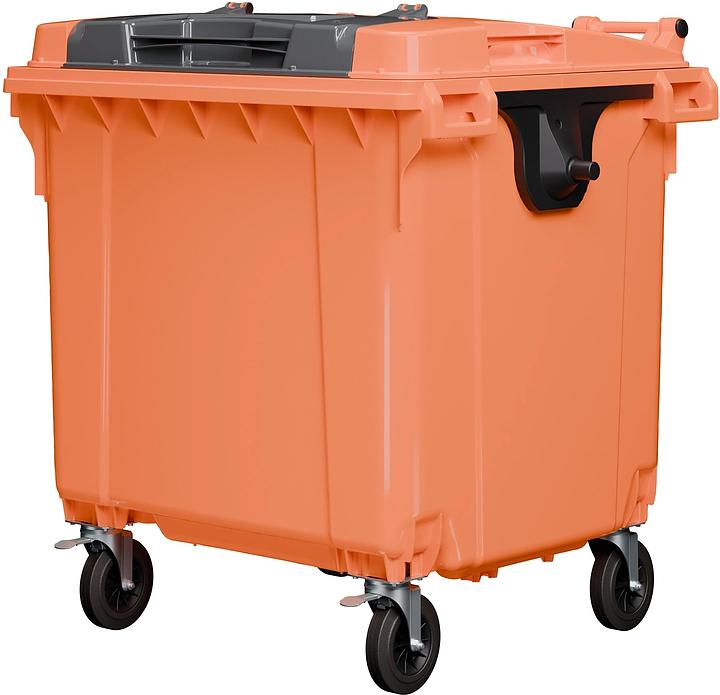 Контейнер для мусора iPlast 22.C19.TL 1100 л крышка TwinLid, оранжевый