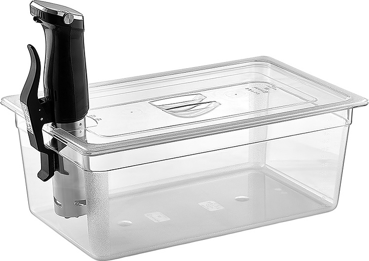 Крышка для гастроемкости с вырезом под су-вид Gastroplast GNPPLM-11 GN 1/1 (530х325 мм) полипропилен прозрачная