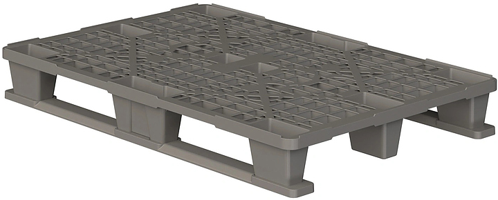 Паллет iPlast 1200x800x150 мм перфорированный на 2 полозьях, с бортиком, серый
