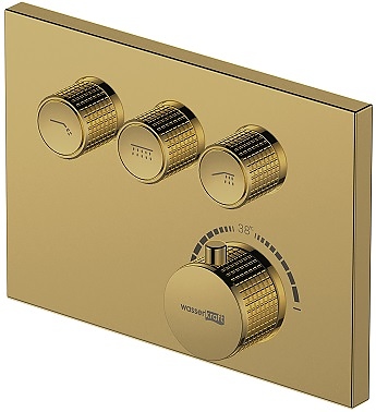 Смеситель для ванны и душа термостатический Wasserkraft Sauer 7100 7158 Thermo золото глянцевое