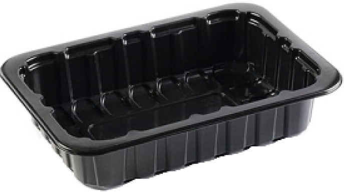 Контейнер под запайку Юпласт ЮУПМ7050 210х148х35мм 600мл ПП черный, ребристый 450 шт.