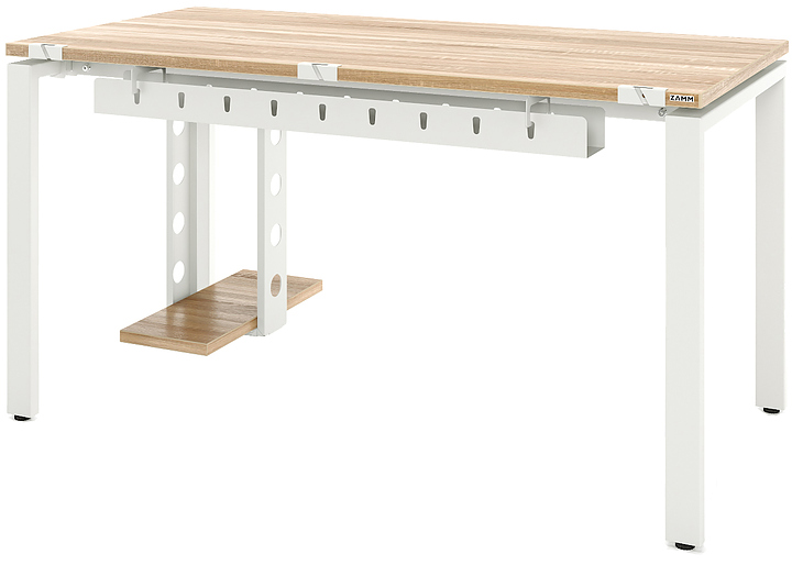 Стол офисный прямой ZAMM Формат 60х30 ТР 1800х600 с пропусками, кабель-каналом и подвесом системного блока, дуб бардолино/белый матовый