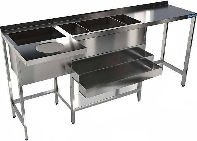 Барная станция КАМИК 1800х400(600)х850 мм, 2 рейла