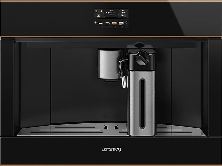 Кофемашина автоматическая SMEG CMS4604NRRU черное стекло с медной фурнитурой