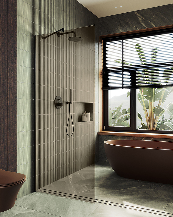 Перегородка душевая MaybahGlass MGD-696-6ш 79х195 см, бронза, черный