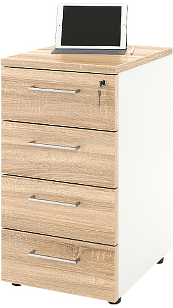 Тумба приставная ZAMM 4 ящика 41х70х74,5 см фасад дуб Бардолино, корпус белый