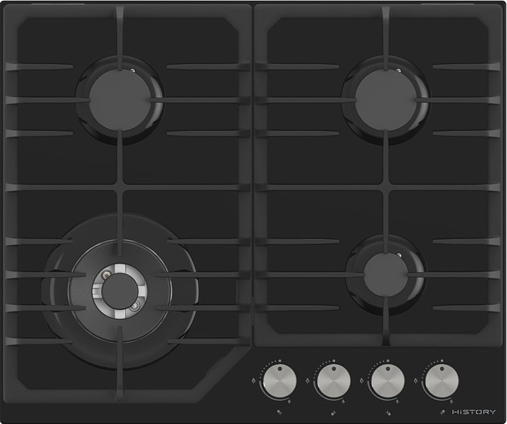 Варочная панель газовая HiSTORY HGG643C FBK черная / стекло