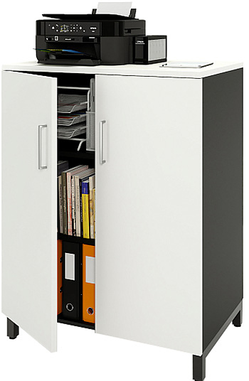 Шкаф для документов ZAMM 3 полки, 2 двери МК 600 90х60х120 см фасад белый, корпус черный