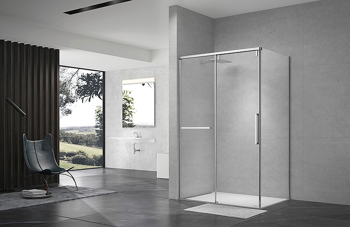 Уголок душевой Terminus Альба 2ES90х120C 90х120х220 см, прозрачное стекло, профиль хром