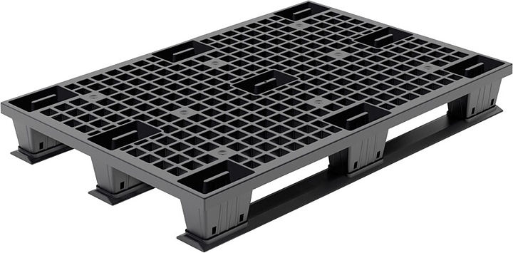 Паллет ТАРА.РУ TR 1208 LPS ВС (перфорированный на 3 полозьях) черный