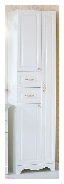 Шкаф-пенал БРИКЛАЕР Анна 52 52х201 см с бельевой корзиной, белый глянец