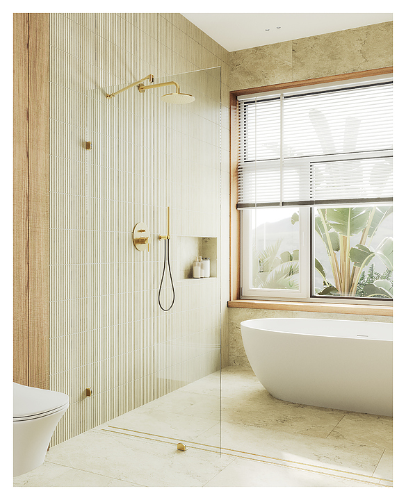 Перегородка душевая MaybahGlass MGD-259-3 79х195 см, золото