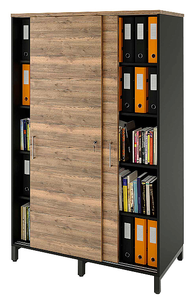 Локер ZAMM 5 полок МК 600 120х60х190 см фасад дуб Галифакс олово, корпус черный