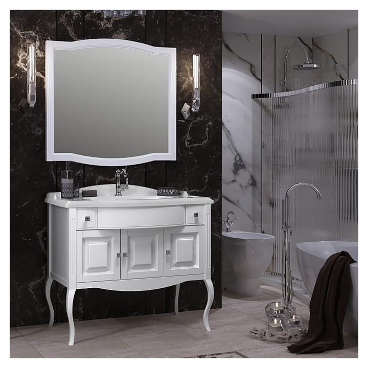 Гарнитур напольный OPADIRIS Лаура 100, 3 предмета, белый матовый/swarovski хром