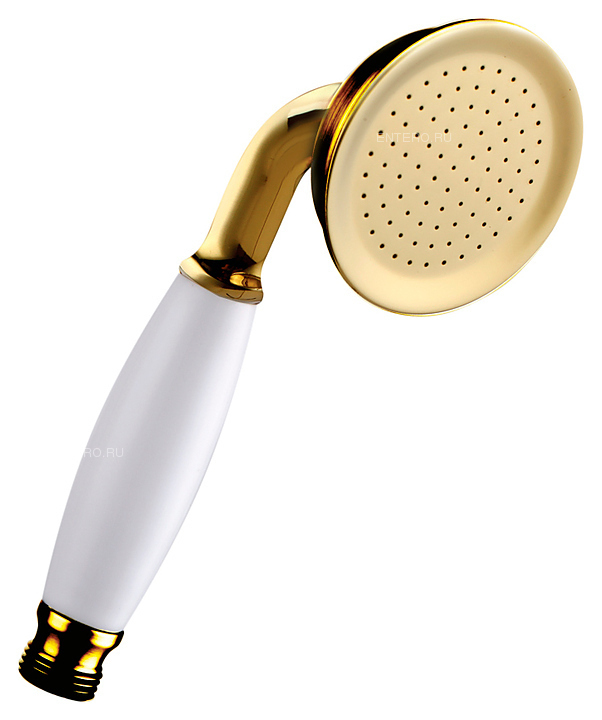 Душевая лейка LEMARK Brava LM8007G однофункциональная, круглая, белый/золото