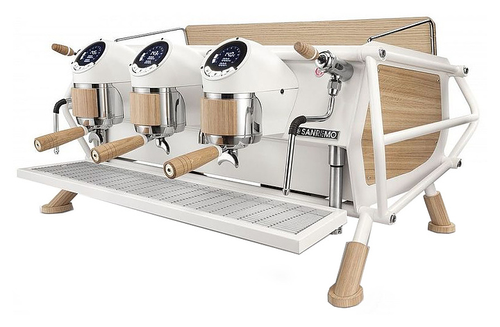 Кофемашина Sanremo Cafe Racer Naked 3 белая-дерево