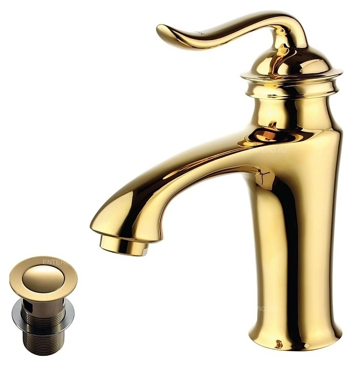Смеситель для раковины LEMARK Brava LM4706G монолитный, с донным клапаном Click Clack, золото