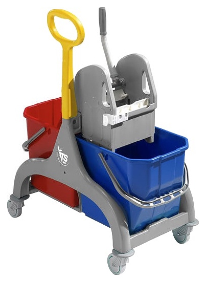Тележка уборочная TTS Nick 50 двухведерная с отжимом Tec и боковой желтой рукояткой, серая рама