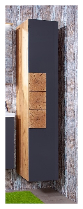 Шкаф-пенал БРИКЛАЕР Форест 35 35х180 см правый, дуб золотой, антрацит, вставки с рисунком 