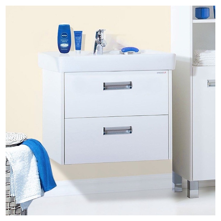 Тумба под раковину БРИКЛАЕР Палермо 70 см подвесная, белый глянец