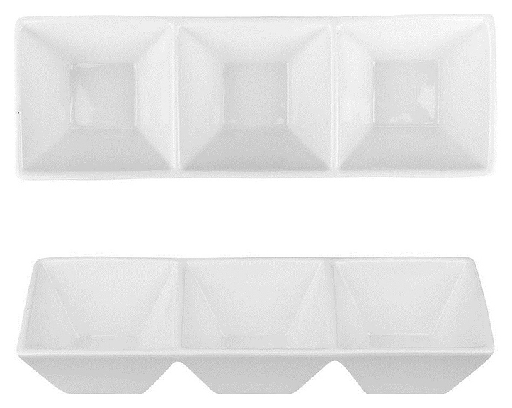 Менажница P.L. Proff Cuisine F0489-9.25 23,5х8 см h=4,6 см 3 отделения (фарфор) белая