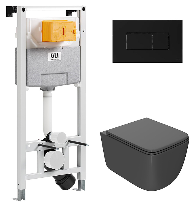 Унитаз подвесной с инсталляцией и панелью смыва OLI 120 ECO Sanitarblock pneumatic 879235pKA03+PN41831GM