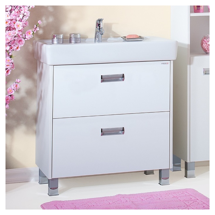 Тумба под раковину БРИКЛАЕР Палермо 80 см напольная, белый глянец
