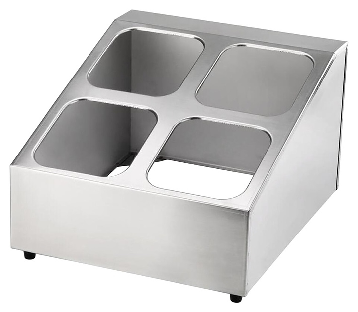 Подставка под гастроемкости P.L. Proff Cuisine GNRK-1624 33,6х40,3х20 см 4 отделения GN1/6 h=100 мм (нерж. сталь)