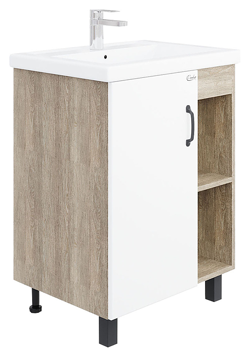 Тумба под раковину Onika ТИМБЕР 60.01 белая матовая, дуб сонома