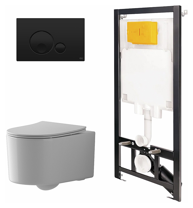 Унитаз подвесной с инсталляцией и панелью смыва OLI 80 ECO 886914GBO3+PN41701