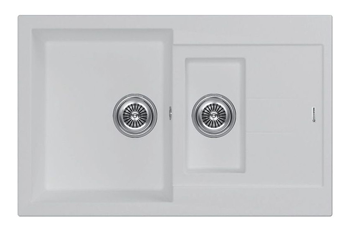 Кухонная мойка KUCHENSTERN 207WH20 PLAT 60-2 α-Granit 780х500х200 мм белый