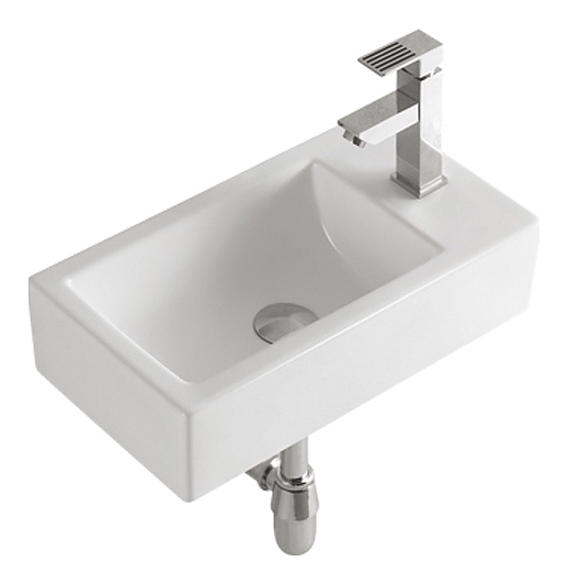 Раковина подвесная Mira MR-4121L 41х21 см, с отв. под смеситель, левая, керамика