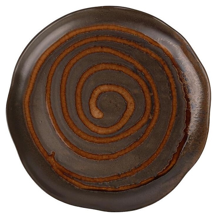 Тарелка P.L. Proff Cuisine Dark Brown Lava lines Frutti di Mare QB23055002 d=27 см h=2,5 см (керамика)