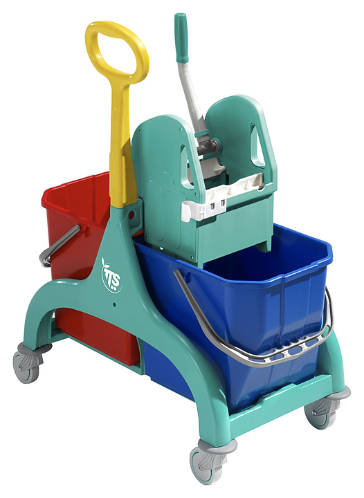 Тележка уборочная TTS Nick 50 двухведерная, с боковой ручкой и отжимом Tec, зеленая