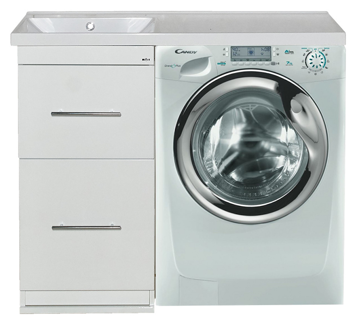 Тумба под раковину Misty Мекиска-50 43х86,5 см, с 2 ящиками, под стиральную машину, белая