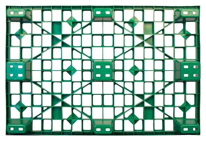 Паллет ТАРА.РУ TR 1208 L BC 1200x800х160 мм (перфорированный на 9 ножках) зеленый