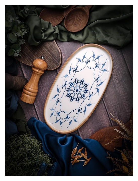 Блюдо сервировочное Porland Pioli Reflect 11AP30 PL l=30 см (фарфор) овальное