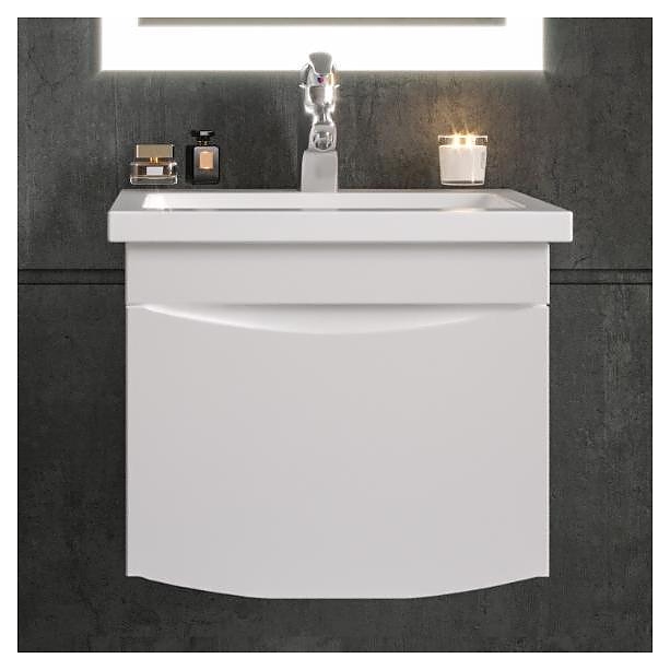 Тумба под раковину БРИКЛАЕР Вега 50 см подвесная, белый глянец
