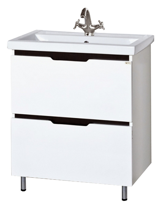 Тумба под раковину Misty Лайм-70 66х70 см, с 2 ящиками, белая, венге