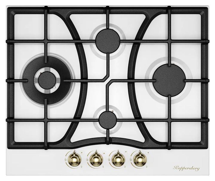 Варочная панель газовая Kuppersberg FS 610 W Bronze белая с фурнитурой под бронзу