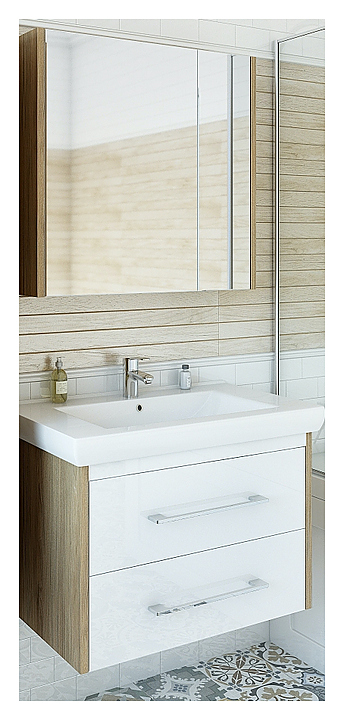 Гарнитур Sanflor Ларго 2 80 см, 3 предмета, подвесной, с правост. зеркалом, швейцарский вяз