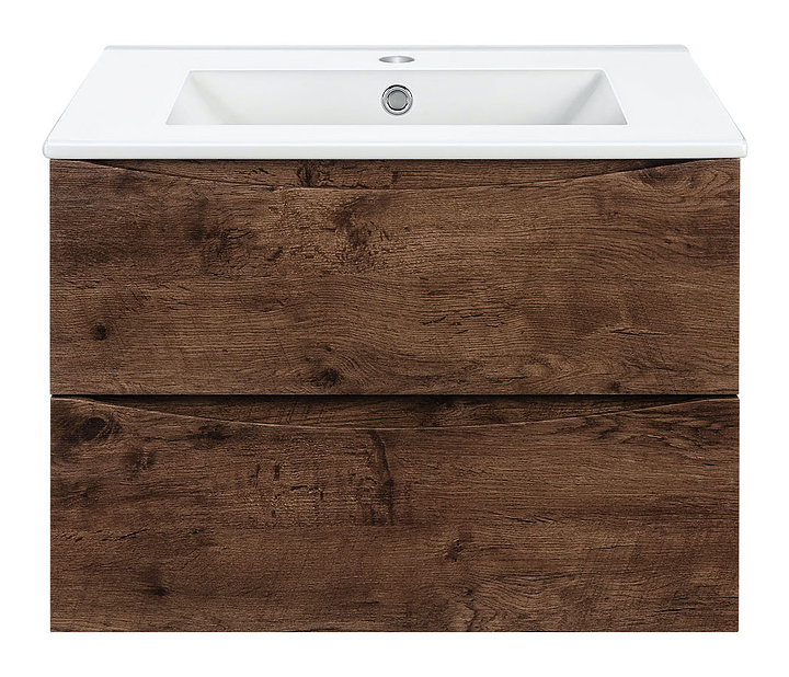 Тумба под раковину Vincea Mia 600 R.Wood 60,5х46 см, с 2 ящиками, подвесная, темное дерево